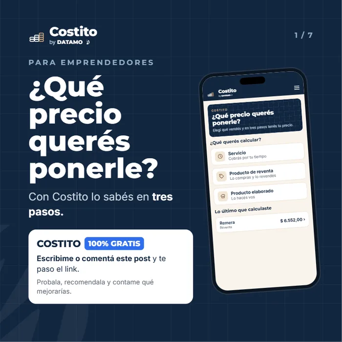 Costito: ¿Qué precio querés ponerle?